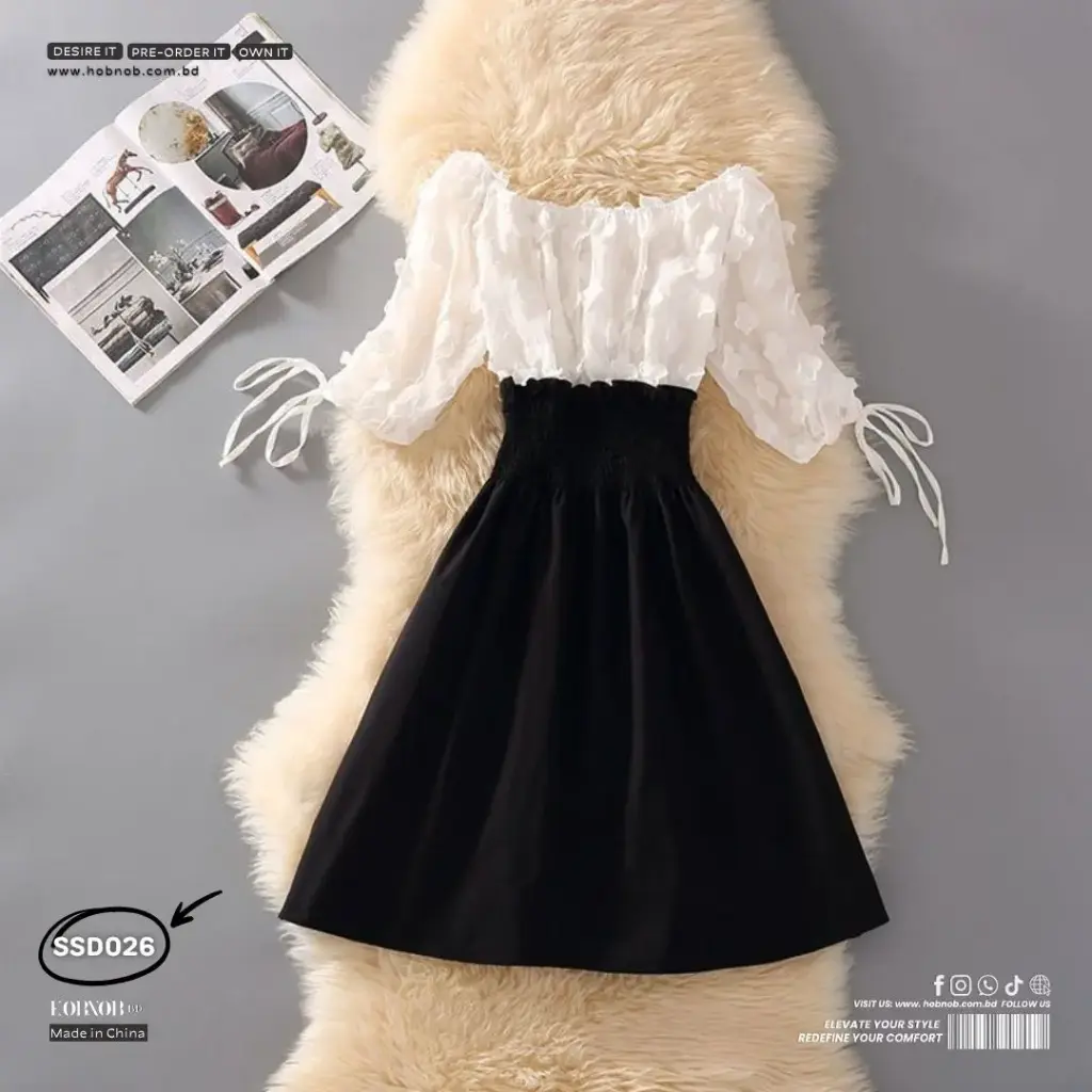  Korean Pleated A-Line Mid-Length Slimming Sweet Style Dress