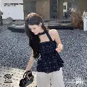  Retro Contrast Plaid Tube Top & Wide-Leg Pants Set Two-Piece Outfit  