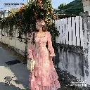 Floral Chiffon Cake Dress Sweet Layered Princess Style  
