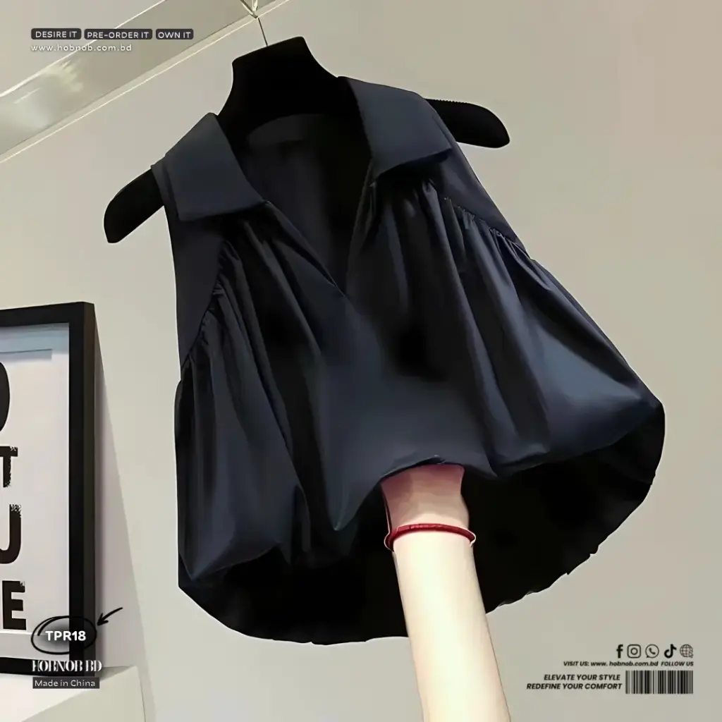  Korean High-Low Sleeveless Chiffon Shirt V-Neck Pullover Top 