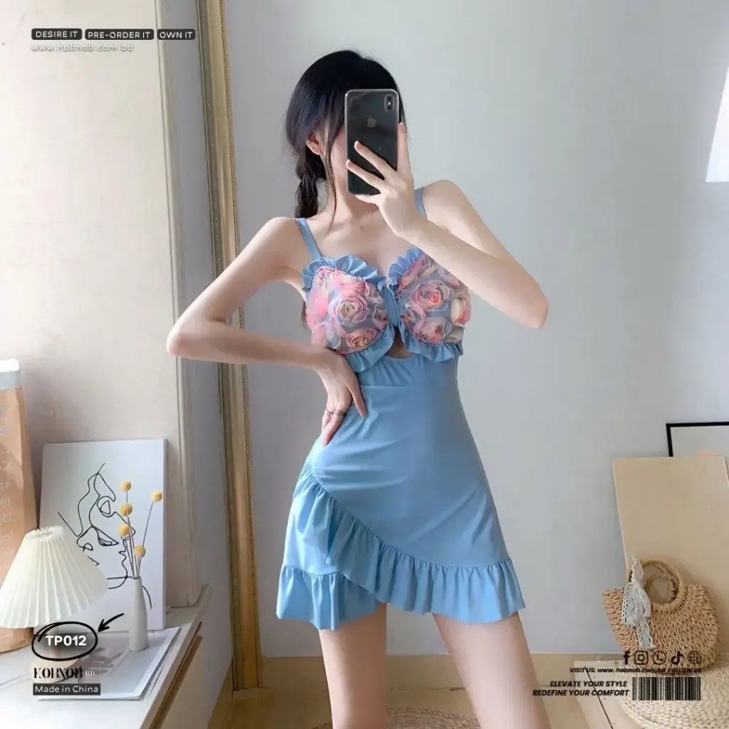  Fisegar Sweet Skirt-Style One-Piece Swimsuit Top 