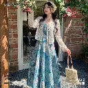 French Retro Floral Suspender Dress Set (DRESS+SHURG) 