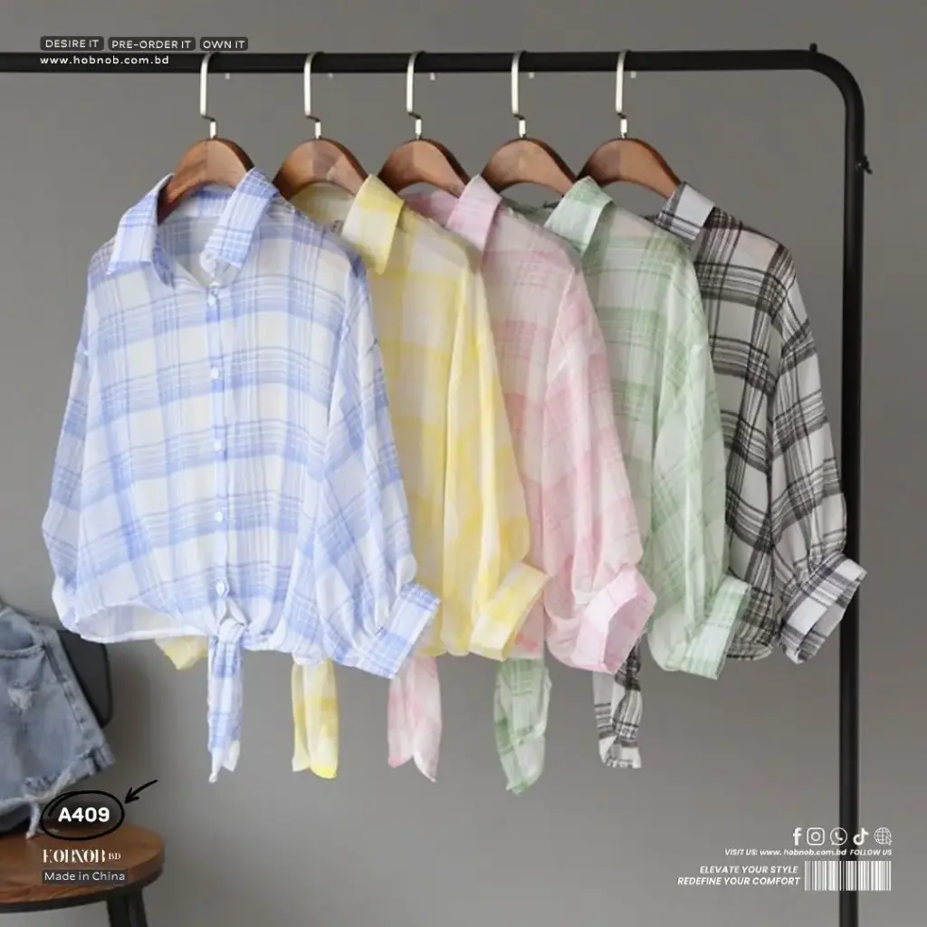 Plaid Chiffon Sun Protection Shirt Lightweight V-Neck Cardigan for Women