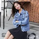 Beaded Denim Jacket  Batwing Sleeve Short Coat for Women