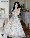 Blovelan Dreamy Romantic Print Lace-Up Waist Dress