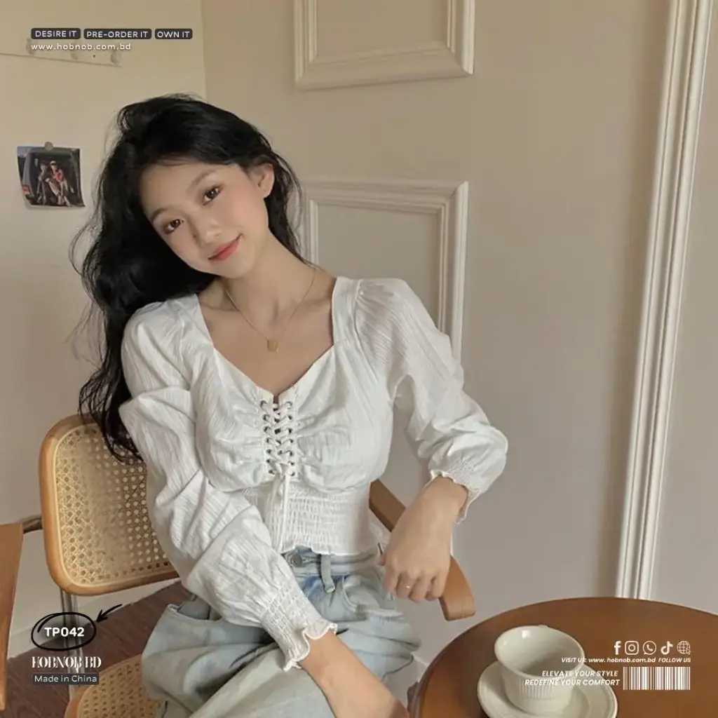 French Retro Square Collar White Strap Shirt Niche Top 