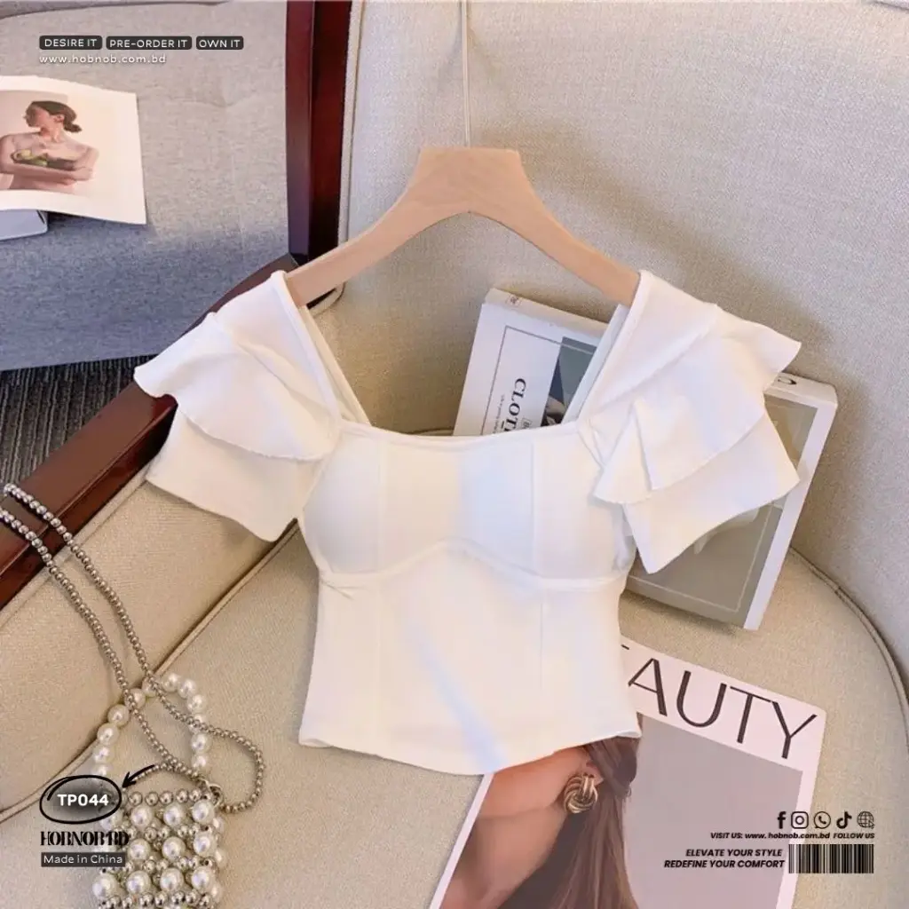 Korean Style Flying Sleeve Crop T-Shirt Slim Fit Top 