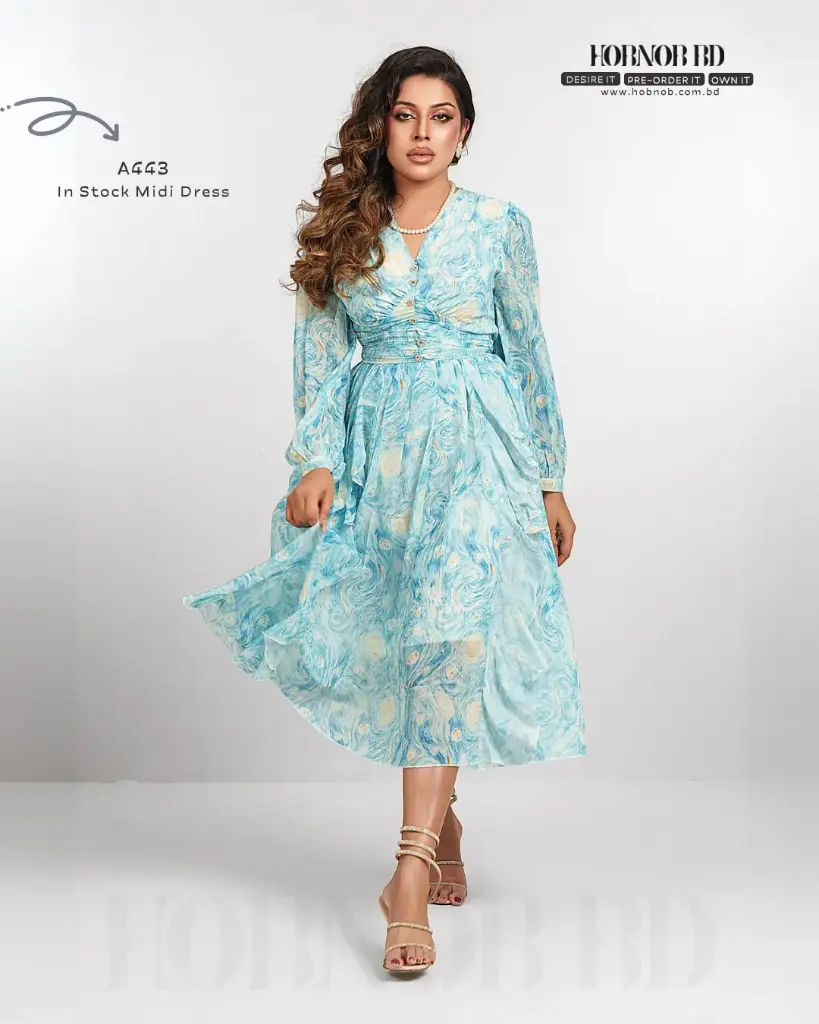 High-End Korean Style Chiffon V-Neck Ruffle Dress