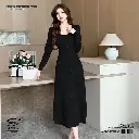 Celebrity Style Floral U-Neck  Knitted Dress  