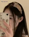 Retro Oil Painting Beauty Golden Leaf Headband