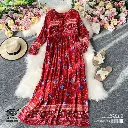 Casual Swing V-Neck Short Sleeve Medium-Length Dress