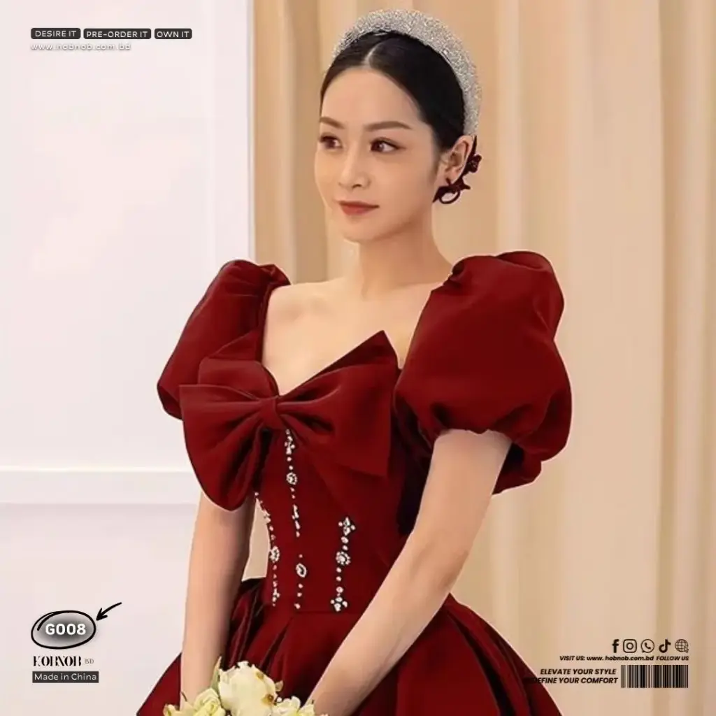 Luxury Wine Red Gown For Weddings & Celebrations