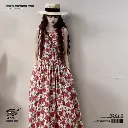  French Retro Sleeveless A-Line Floral suspender Dress  