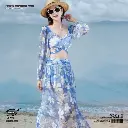 Rose Lover Long-Sleeve Split Bikini Swimsuit 