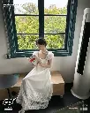 French Lace Jacquard Midi Dress Palace Style for Curvy 
