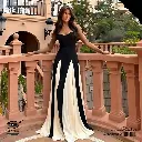 Stitching Slim Fit Suspender Black & White Contrast  Dress 