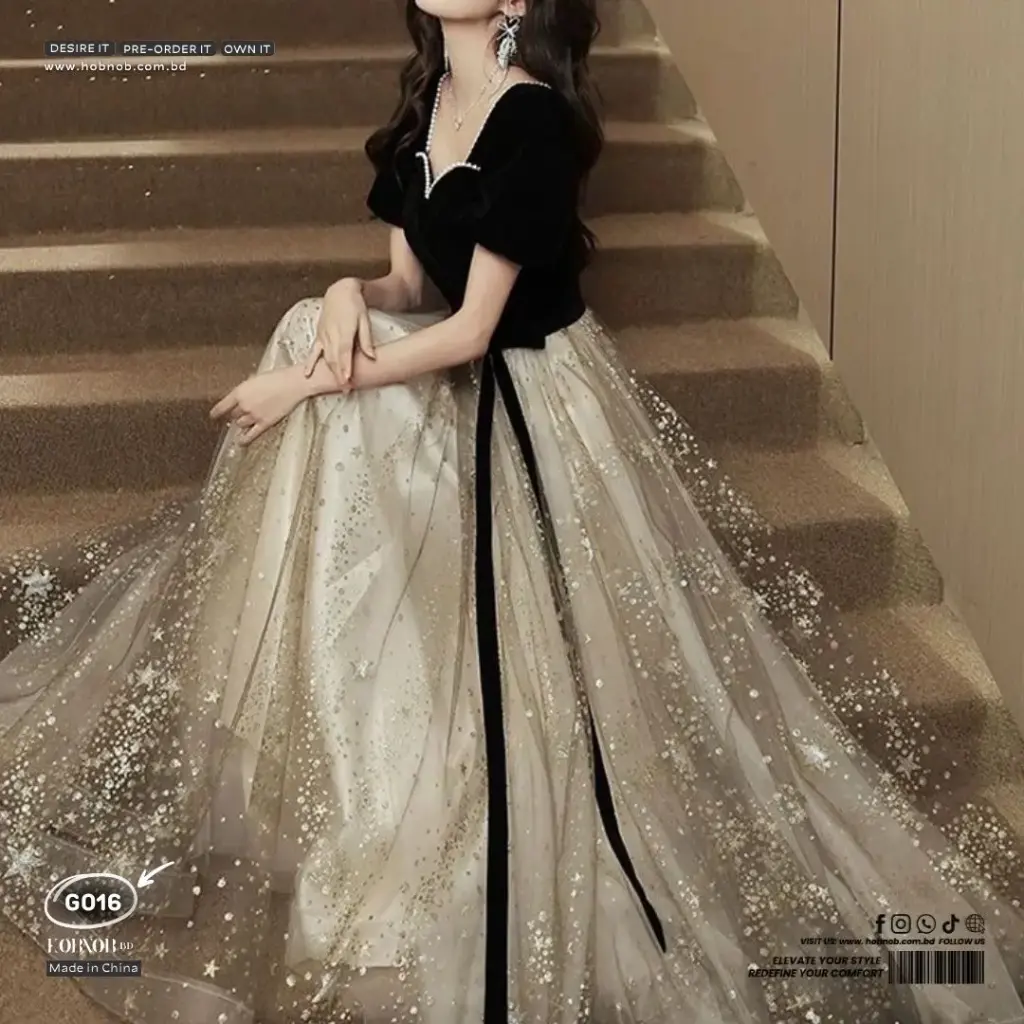 Luxury Black A-Line Chorus  Gown Dress for Performances & Parties