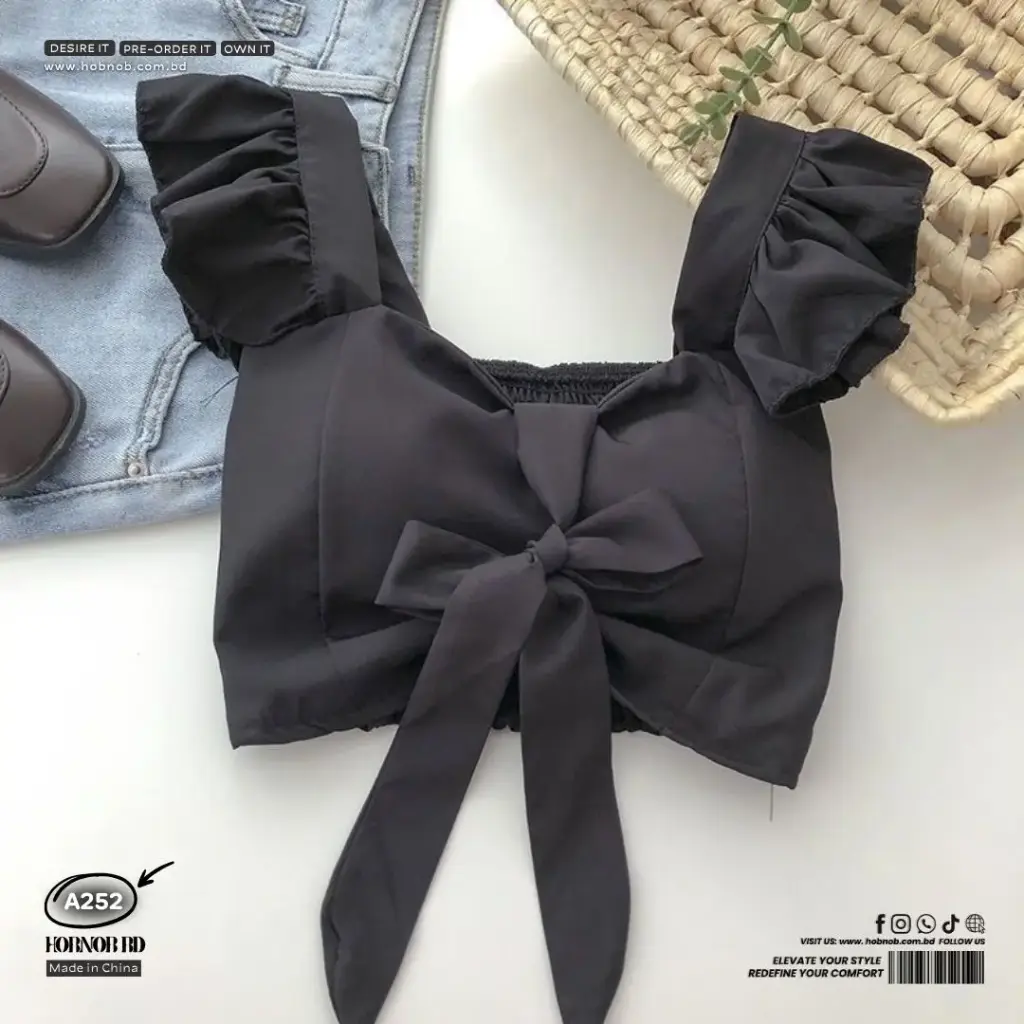 Bowknot Flying Sleeve Vest French Square Neck Top