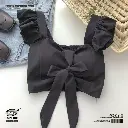 Bowknot Flying Sleeve Vest French Square Neck Top