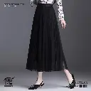 Manna Snow High-Waist Pleated Mesh Midi Skirt 