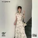 V-Neck A-Line Tea Break Puff Sleeve Floral Long Dress