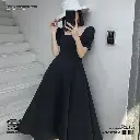 Puff Sleeves Square Collar White Hepburn Style Dress