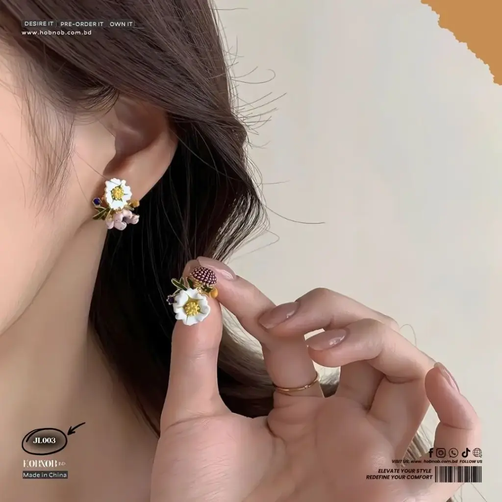  Sweet Forest Style Enamel Marigold Flower Earrings 