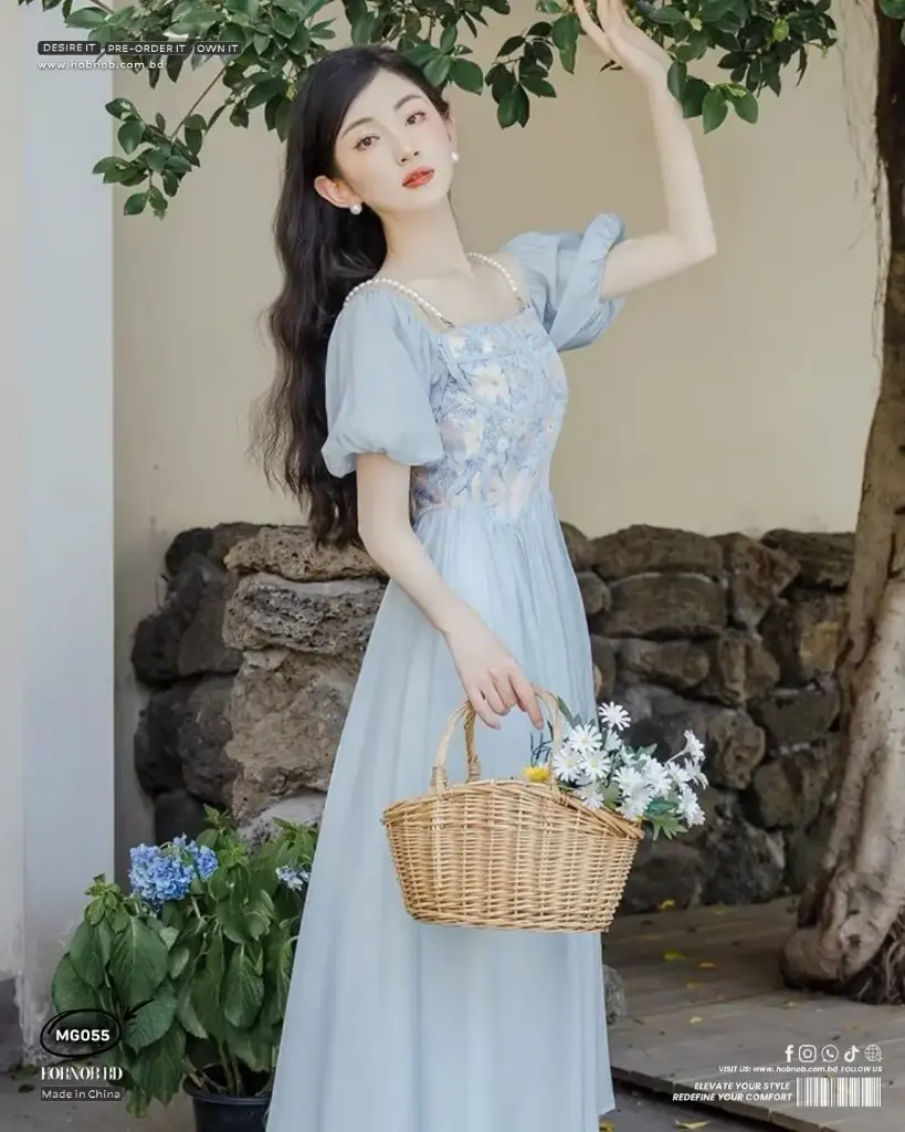 Platycodon French One-Shoulder Suspender Dress 