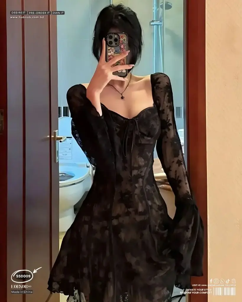  Plus Size Retro French Lace Bell Sleeve Mini Pure Desire Style Dress   
