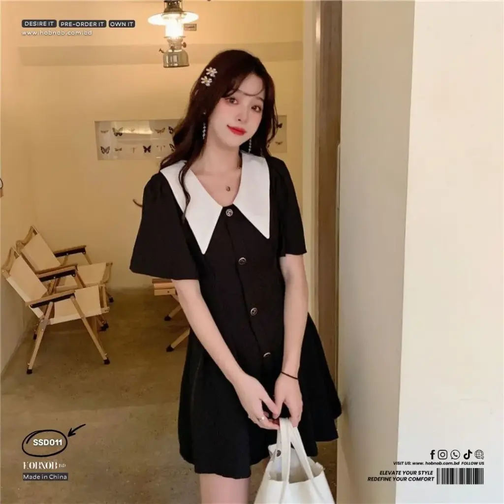 Plus Size French Retro Doll Collar Waist Dress
