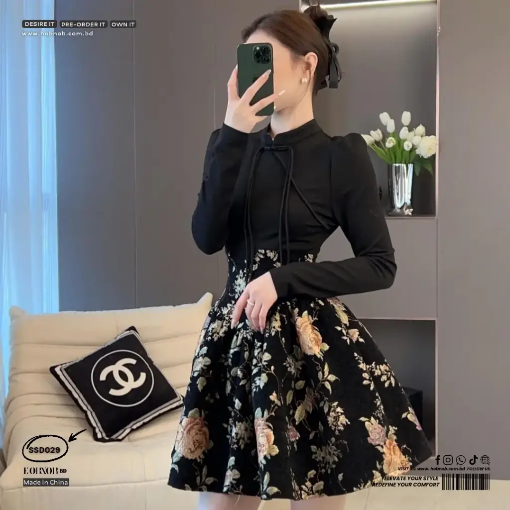 Chinese Retro Princess Style Short A-Line Skirt Embroidered Dress 