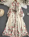 Retro Floral Midi Dress with Slim Waist