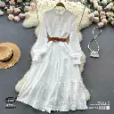  Japanese Hollow Embroidery Midi Dress