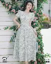   French Style High-End Floral Chiffon Midi Dress