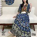 Nepalese Retro Folk Floral Long Cotton Silk Dress