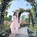  Sweet Princess Puff Sleeve Beach Pink Dress