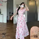 French-Inspired Plus Exclusive Floral Long Dress