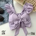 Bowknot Flying Sleeve Vest French Square Neck Top