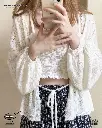 Korean Sweet Retro Cream Hollow Knit Cardigan 