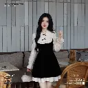 Waist-Slimming A-Line Design Plus Size Patchwork Two-in-One Dress