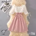  Korean Pleated A-Line Mid-Length Slimming Sweet Style Dress