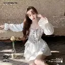 Pure Desire Square Collar A-Line Tie-Dye Tutu Skirt Dress