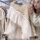 French Sweet Mesh Spliced Knit Sweater Milk Coffee Color (copy)