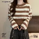 Qin Lin Korean Striped Short Knit Sweater Niche Fashion