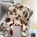 French Retro Rose Floral Shirt Chic Short Top for Women