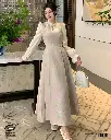  Plus Size Chinese Style Jacquard Lantern Sleeve Faux Two-Piece Dress  