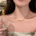 Daisy Bloom Oil Drop Necklace & Bracelet Titanium Gold-Plated Chain