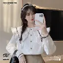 French Embroidered Doll Collar Shirt Chic Long Sleeve Top