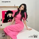  Pink Sweet Forest Backless Puff Sleeve Engagement Dress