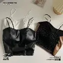 Korean Style  PU Leather Camisole Retro Hot Girl Top